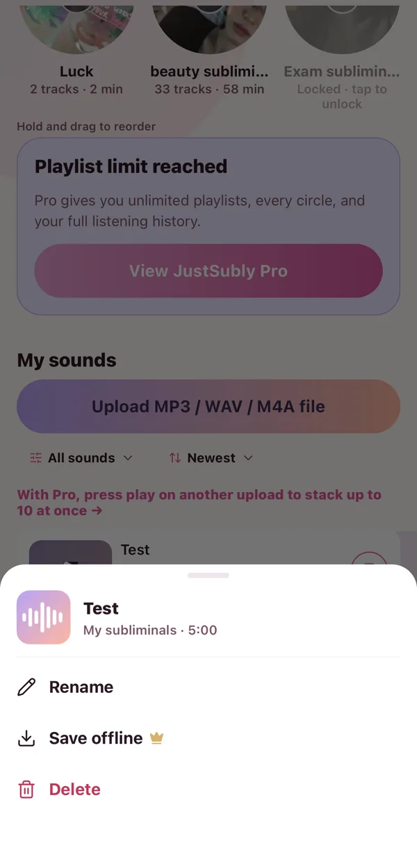Tap the three dots on any sound.